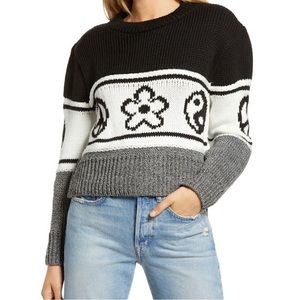 🎉NWT TOPSHOP Cropped Sweater, Women’s Size S (4-6), Black/Cream - Nordstr…